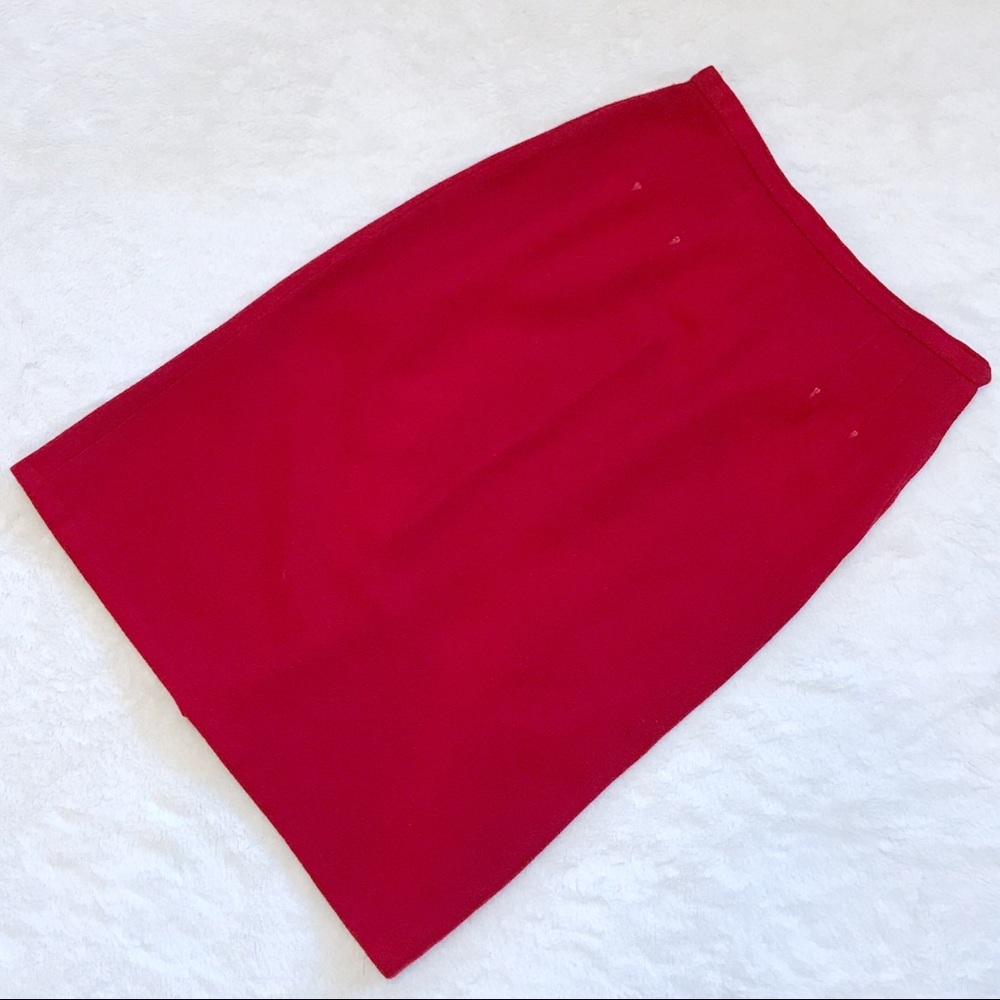 Vintage Red Wool Pencil Skirt